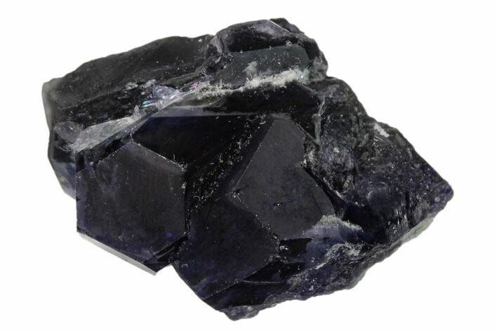 Purple Cuboctahedral Fluorite Crystals on Quartz - China #161803